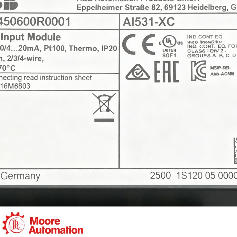 Modulo di ingresso analogico universale a 8 canali ABB AI531 AC500 S500