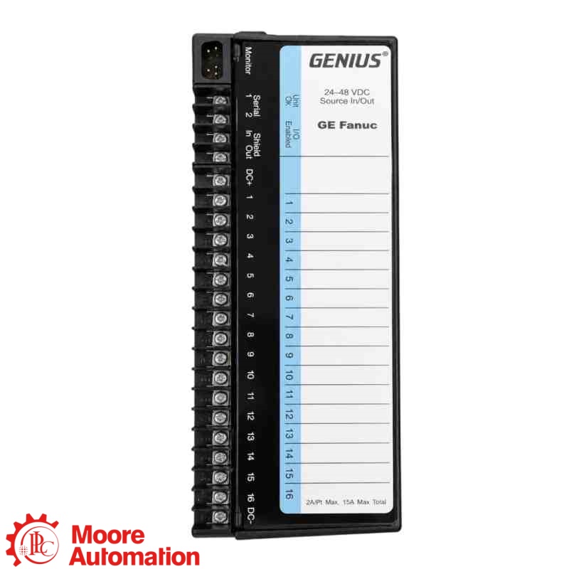 GE Fanuc IC660BBD020 Genius I/O 24/48 VDC 16-Circuit Source I/O Block