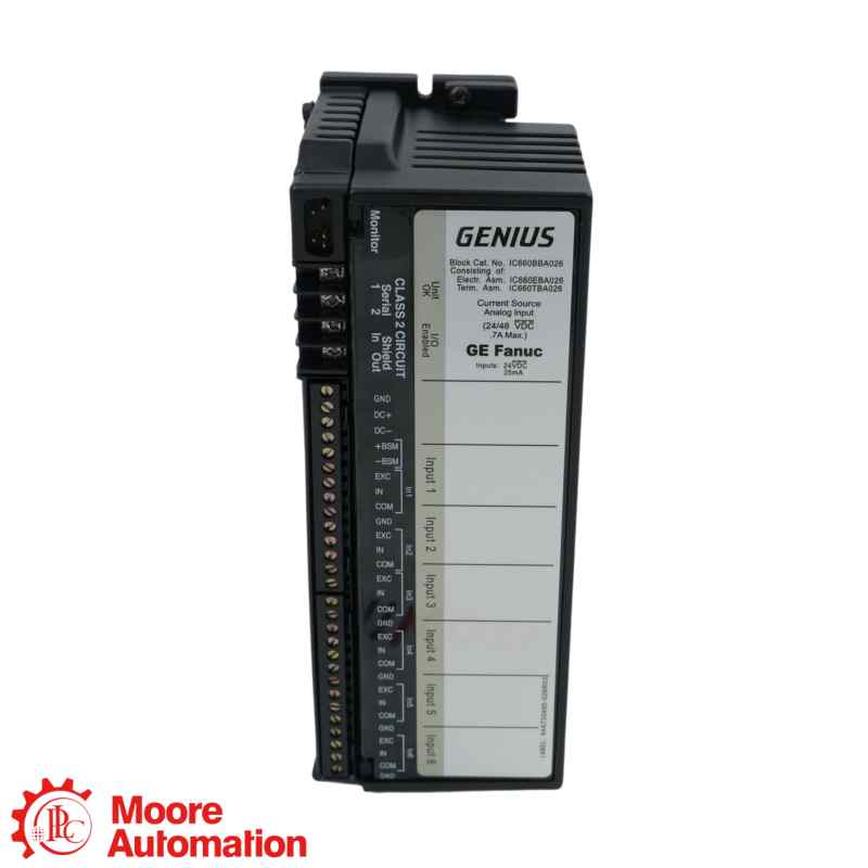 GE Fanuc IC660BBA026 Blocco analogico a 6 ingressi con sorgente di corrente Genius I/O